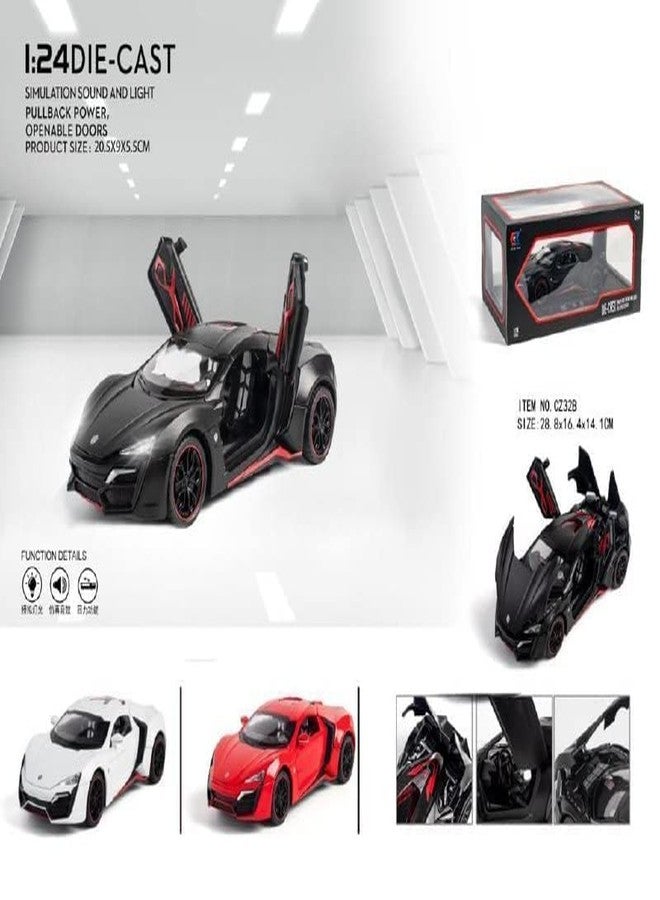 TONIRY 1:24 Scale Exclusive Alloy Metal Pull Back Die-Cast Car Scale Model With Sound Light Mini Auto Toy For Kids Metal Model Toy Car With Sound And Light, Black - Image 5